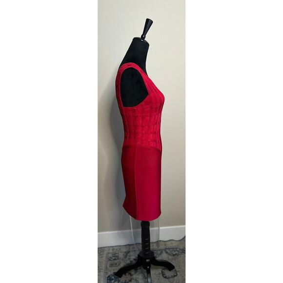 MARCIANO LOS ANGELES Women's Cut Red Milano Knee Length Bandage Dress Size M - Picture 6 of 10